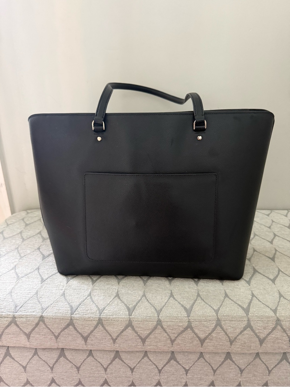 kate spade Black Pebbled Leather Tote with Luggage Tag - Picture 2 of 3